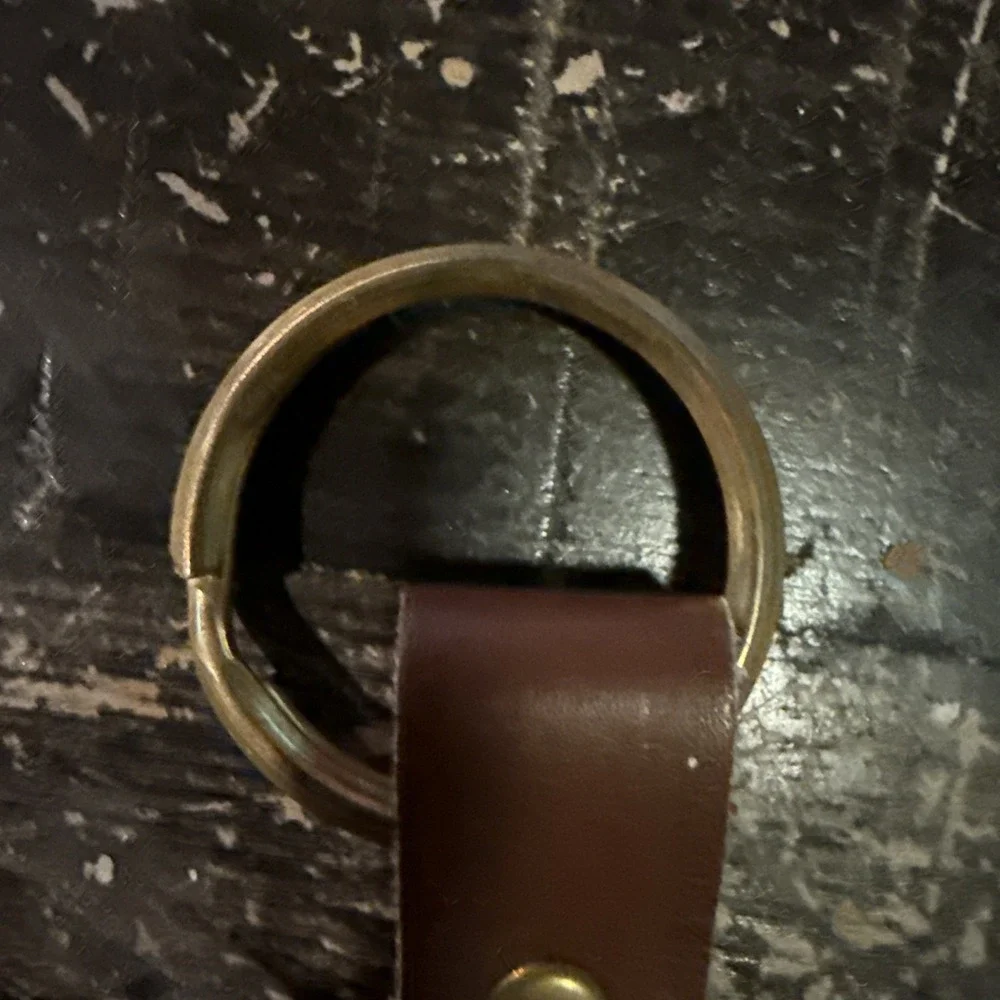 Vintage Marlboro Longhorn Steer Logo Leather, Solid Brass Charm Keychain!